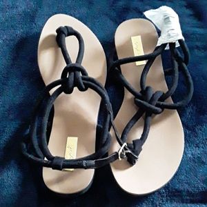 Brand New Black Flat Qupid Sandals